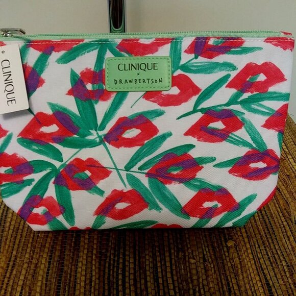 Clinique x DRAWBERTSON Makeup Bag 🌼 NWT Floral Pop Art Cosmetic Pouch - Picture 5 of 7